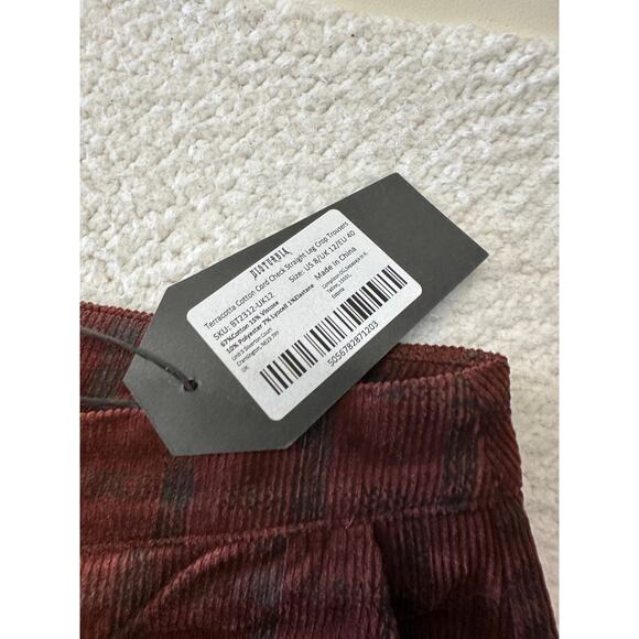 NWT* Disturbia Womens Corduroy Check Straight Leg Crop Trouser Pants Size 8 - Picture 7 of 10